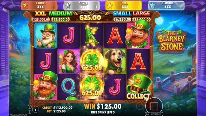 The Blarney Stone – obrazovka Money Collect s kloboukem na pátém válci